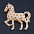 Gold Plated Textured Crystal 'Horse' Brooch - 55mm Width - view 3