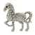Rhodium Plated Textured Crystal 'Horse' Brooch - 55mm Width - view 2
