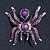 Large Purple Crystal Spider Brooch In Rhodium Plating - 55mm Length - view 4