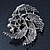 Vintage Diamante 'Whirlwind' Brooch In Burn Silver - 7cm Width - view 4