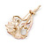 Pink/Coral Enamel Diamante 'Flower' Brooch In Gold Plating - 55mm Length - view 3
