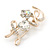Gold Plated Crystal 'Love' Brooch - 45mm Length - view 7