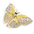 Dazzling Diamante /Pale Green Enamel Butterfly Brooch In Gold Plaiting - 70mm Width - view 9