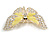 Dazzling Diamante /Pale Green Enamel Butterfly Brooch In Gold Plaiting - 70mm Width - view 10