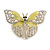 Dazzling Diamante /Pale Green Enamel Butterfly Brooch In Gold Plaiting - 70mm Width - view 12