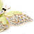 Dazzling Diamante /Pale Green Enamel Butterfly Brooch In Gold Plaiting - 70mm Width - view 3