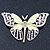 Dazzling Diamante /Pale Green Enamel Butterfly Brooch In Gold Plaiting - 70mm Width - view 4