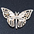 Dazzling Diamante /Pale Green Enamel Butterfly Brooch In Gold Plaiting - 70mm Width - view 8