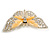 Dazzling Diamante /Magnolia Enamel Butterfly Brooch In Gold Plaiting - 70mm Width - view 4