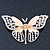 Dazzling Diamante /Magnolia Enamel Butterfly Brooch In Gold Plaiting - 70mm Width - view 6