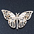 Dazzling Diamante /Magnolia Enamel Butterfly Brooch In Gold Plaiting - 70mm Width - view 7