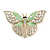 Dazzling Diamante/ Pale Blue Enamel Butterfly Brooch In Gold Plaiting - 70mm Width