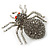 Dim Grey Pave-set Swarovski Crystal 'Spider' Brooch In Burn Silver - 35mm Length - view 3