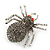 Dim Grey Pave-set Swarovski Crystal 'Spider' Brooch In Burn Silver - 35mm Length - view 4