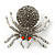 Dim Grey Pave-set Swarovski Crystal 'Spider' Brooch In Burn Silver - 35mm Length - view 5