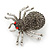 Dim Grey Pave-set Swarovski Crystal 'Spider' Brooch In Burn Silver - 35mm Length - view 2
