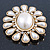 Vintage Inspired Gold Plated Simulated Pearl, Crystal Oval Brooch - 55mm Across - view 4