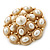 Bridal Vintage Inspired White Simulated Pearl 'Dome' Brooch In Gold Plating - 47mm Diameter - view 8