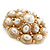 Bridal Vintage Inspired White Simulated Pearl 'Dome' Brooch In Gold Plating - 47mm Diameter - view 9