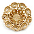 Bridal Vintage Inspired White Simulated Pearl 'Dome' Brooch In Gold Plating - 47mm Diameter - view 10