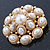 Bridal Vintage Inspired White Simulated Pearl 'Dome' Brooch In Gold Plating - 47mm Diameter - view 3