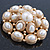 Bridal Vintage Inspired White Simulated Pearl 'Dome' Brooch In Gold Plating - 47mm Diameter - view 4