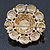 Bridal Vintage Inspired White Simulated Pearl 'Dome' Brooch In Gold Plating - 47mm Diameter - view 7