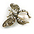 Vintage Inspired Crystal, Simulated Pearl 'Bumble Bee' Brooch In Antique Gold Tone - 60mm Across - view 3