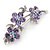 Light Purple Crystal Floral Brooch In Rhodium Plating - 55mm Length - view 3