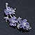 Light Purple Crystal Floral Brooch In Rhodium Plating - 55mm Length - view 2