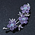 Light Purple Crystal Floral Brooch In Rhodium Plating - 55mm Length - view 6