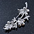 Light Purple Crystal Floral Brooch In Rhodium Plating - 55mm Length - view 7