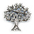 Sapphire Blue Coloured Crystal 'Tree Of Life' Brooch In Gun Metal Finish - 52mm Length - view 4