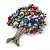 Multicoloured 'Tree Of Life' Brooch In Silver Tone Metal - 52mm Tall - view 7