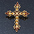 Victorian Style Diamante, Filigree 'Cross' Brooch In Gold Plating - 57mm Length - view 5