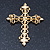 Victorian Style Diamante, Filigree 'Cross' Brooch In Gold Plating - 57mm Length - view 6