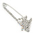 Rhodium Plated Crystal 'Butterfly' Safety Pin - 75mm Length - view 2