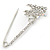 Rhodium Plated Crystal 'Butterfly' Safety Pin - 75mm Length - view 9