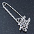 Rhodium Plated Crystal 'Butterfly' Safety Pin - 75mm Length - view 4