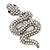 Clear Austrian Crystal 'Snake' Brooch In Silver Tone Plating - 65mm Length