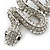 Clear Austrian Crystal 'Snake' Brooch In Silver Tone Plating - 65mm Length - view 3