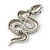 Clear Austrian Crystal 'Snake' Brooch In Silver Tone Plating - 65mm Length - view 4