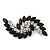 Victorian Style Black, Clear Acrylic Stone 'Leaf' Brooch In Gun Metal - 65mm Length - view 2