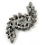 Victorian Style Black, Clear Acrylic Stone 'Leaf' Brooch In Gun Metal - 65mm Length - view 4