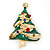 Multicoloured Austrian Crystals Green Enamel Christmas Tree Brooch In Gold Plating - 55mm Length - view 3
