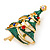 Multicoloured Austrian Crystals Green Enamel Christmas Tree Brooch In Gold Plating - 55mm Length - view 4
