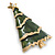 Green Enamel 'Christmas Tree' Brooch In Gold Plating - 6cm Length - view 2