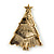 Green Enamel 'Christmas Tree' Brooch In Gold Plating - 6cm Length - view 3
