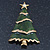 Green Enamel 'Christmas Tree' Brooch In Gold Plating - 6cm Length - view 4