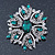 Stunning Bridal Emerald Green, Clear Austrian Crystal Corsage Brooch In Rhodium Plating - 60mm Length - view 2